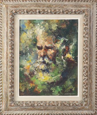 un tableau représentant un vieil homme barbu