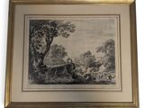an image of a picture of a painting of a deer in a wooded area