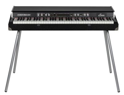 the yamaha keyboard is sitting on top of a metal stand