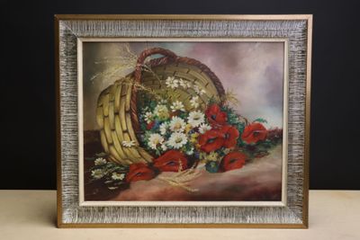 une photo d'une photo représentant un panier de fleurs