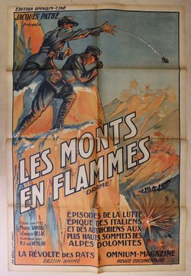 Affiche française du film « Les Monts en flammes », représentant un homme à cheval