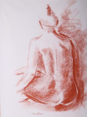 an image of a drawing of a woman sitting in a chair
