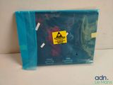 an image of a picture of a blue plastic box with a label on it