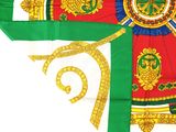 an image of a green, red, and white flag with a gold cross on it