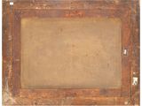 an old wooden picture frame with a brown background and a white background