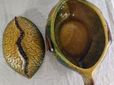 two bowls that are sitting on a table