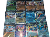 beaucoup de cartes pokemon différentes sur la table