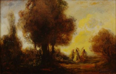 François MAURY (1861-1933). Ronde de jeunes femmes dans un p…