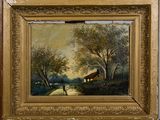 an image of a painting of a man walking down a dirt road
