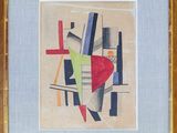 une peinture représentant un tableau sur lequel figure un cœur rouge