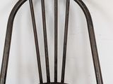 a black wooden chair with a black seat and back