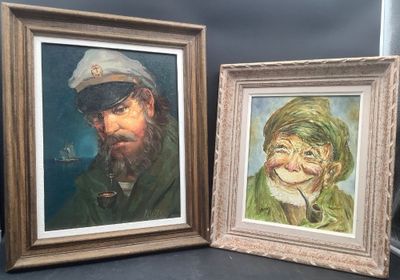 painting of a man with a pipe and a painting of a man with a hat