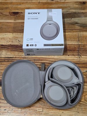 the sony headphones are sitting in a case on the table