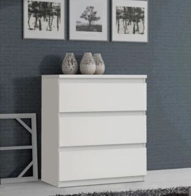 two vases on top of a white dresser in a room