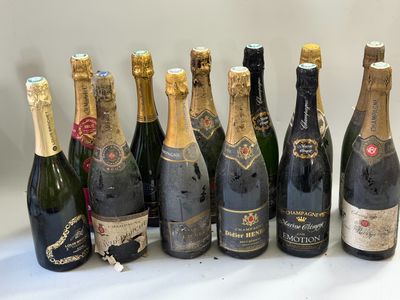 12 bouteilles Champagne divers FEUILLATE etc Vieux