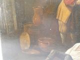 un tableau représentant un homme et une femme dans une cuisine