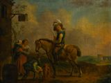 une image d'un tableau représentant un homme à cheval et une femme à cheval
