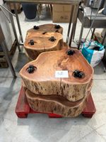 Lot de 4 supports en bois sur roulettes, en l'état (photo 2)