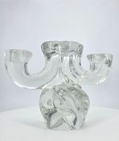 DAUM France : Bougeoir en cristal moulé et pressé à deux bra… (photo 4)