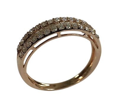 DEMI ALLIANCE en or rose 750/1000 sertie de petits DIAMANTS …