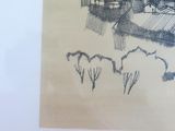 a picture of a drawing of a house in the woods