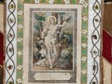 a picture of a picture of jesus on a patchwork wall hanging