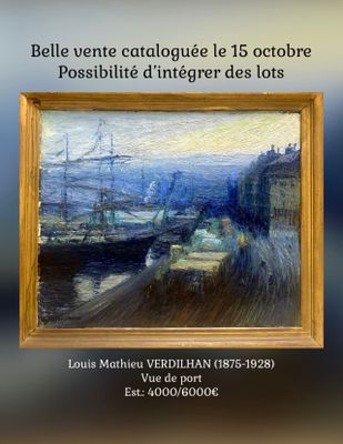an image of a painting of boats in a harbor with a sky background