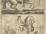 two pictures of a man riding on the back of a horse