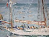 a painting of a sailboat in the water