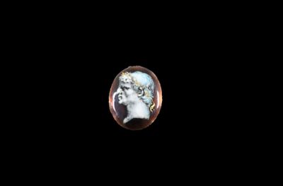 a close up of a picture of a person in a black background