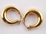 pair of gold tone hoop earrings on a white surface