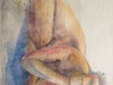 a drawing of a man holding a banana in his arms