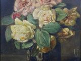 une peinture de fleurs dans un vase sur une table