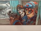 a picture of a painting of some people with guns
