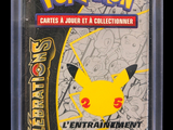 the pokemon trading card is in a clear plastic case