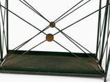 an image of a small metal table with a glass top