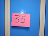 a pink post it with the number 35 on it