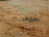 an image of a painting of a man riding a horse in a field