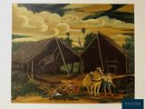 a picture of a painting of a farmer and his horses