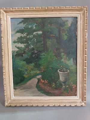 une photo d'un tableau représentant un sentier dans les bois