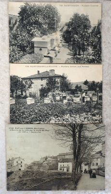 une vieille photo en noir et blanc représentant quelques maisons et des arbres