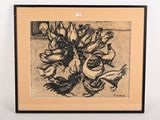 une image représentant un dessin en noir et blanc de fleurs dans un vase