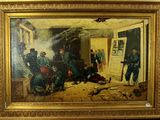 painting of a painting of a group of men standing in a room