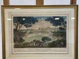 a framed picture of a painting of a view of a park