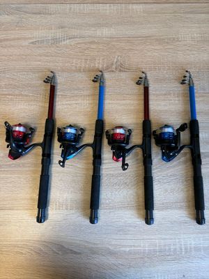 Lot de 4 combos de pêche, composés chacun d’une canne, d’un moulinet e - Photo 1