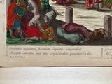 a drawing of a man on a horse being pulled by a cart