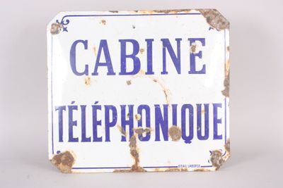 a blue and white sign that says cabin telephoneique
