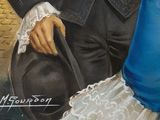 a painting of a man and a woman dressed in period clothing