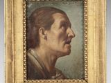 a painting of a man in profile with his head turned to the side