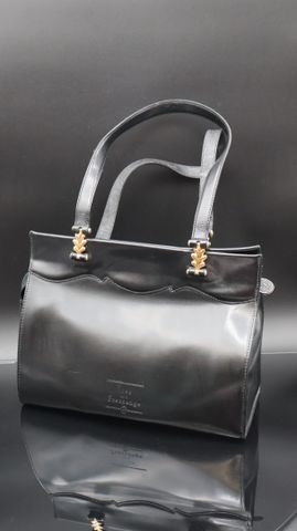 INES DE LA FRESSANGE : sac porté main en cuir noir